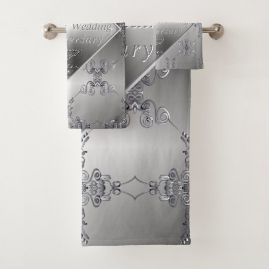 20th Platinum Emerald Anniversary Bath Towel Set Bad Handdoek (Insitu)