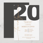 20th Twentieth Birthday Modern Twenty Party  Kaart (Voorkant / Achterkant)