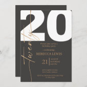 20th Twentieth Birthday Modern Twenty Party  Kaart (Voorkant / Achterkant)