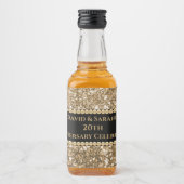 20th Wedding Anniversary Celebration Gold Glitter Likeurfles Etiket (Voorkant)