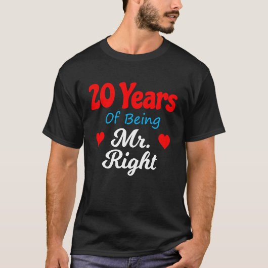 20th Wedding Anniversary for Men Him Mr Right Husb T-shirt (Voorkant)