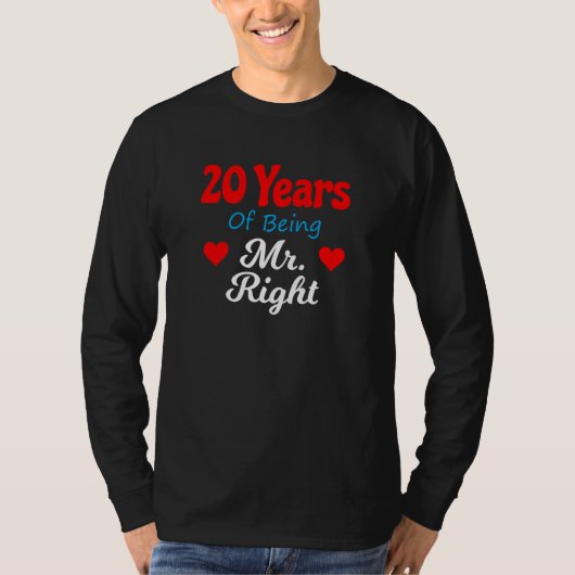 20th Wedding Anniversary for Men Him Mr Right Husb T-shirt (Voorkant)