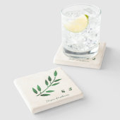 20th Wedding Anniversary  Monogram Emerald Green Stenen Onderzetter (Zijkant)