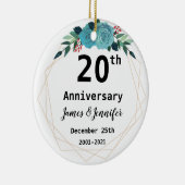 20th Wedding Jubileum Aangepaste namen en Jaar Keramisch Ornament (Rechts)