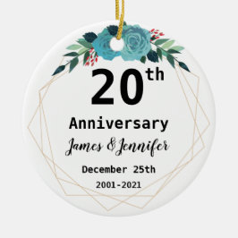 20th Wedding Jubileum Aangepaste namen en Jaar Keramisch Ornament