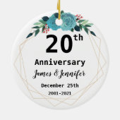 20th Wedding Jubileum Aangepaste namen en Jaar Keramisch Ornament (Achterkant)