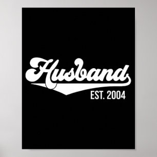 20th Wedding Jubileum Husband Est 2004 T-shirt. Poster