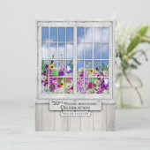 20th Wedding Jubileum INVITATION, Rustic Window Kaart (Staand voorkant)