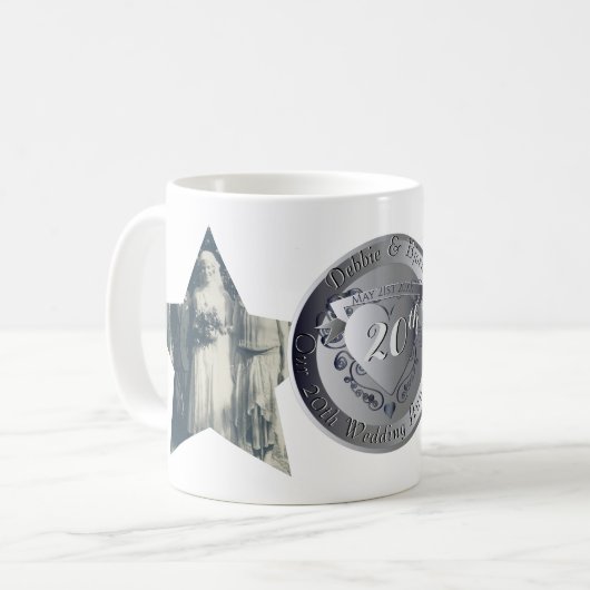 20th Wedding Jubileum Platinum 2 Star Photos Co. Koffiemok (Voorkant links)
