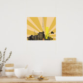 20x16 Abstracte gele stadsmuurkunst Poster (Keuken)
