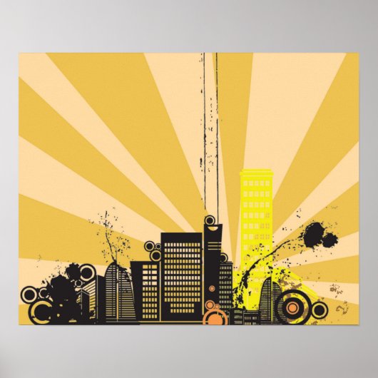 20x16 Abstracte gele stadsmuurkunst Poster (Voorkant)