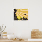 20x16 Abstracte gele stadsmuurkunst Poster (Keuken)