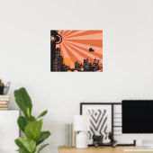 20x16 Abstracte Oranje Stadsmuurkunst Poster (Thuiskantoor)