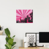 20x16 Abstracte roze stadsmuur Art Poster (Thuiskantoor)