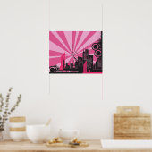 20x16 Abstracte roze stadsmuur Art Poster (Keuken)