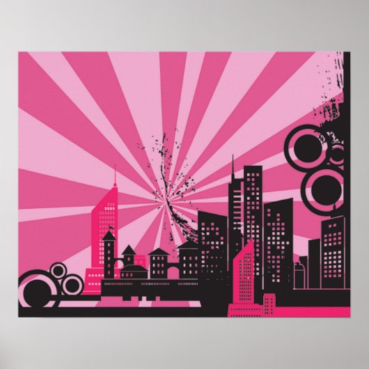 20x16 Abstracte roze stadsmuur Art Poster (Voorkant)