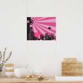 20x16 Abstracte roze stadsmuur Art Poster (Keuken)