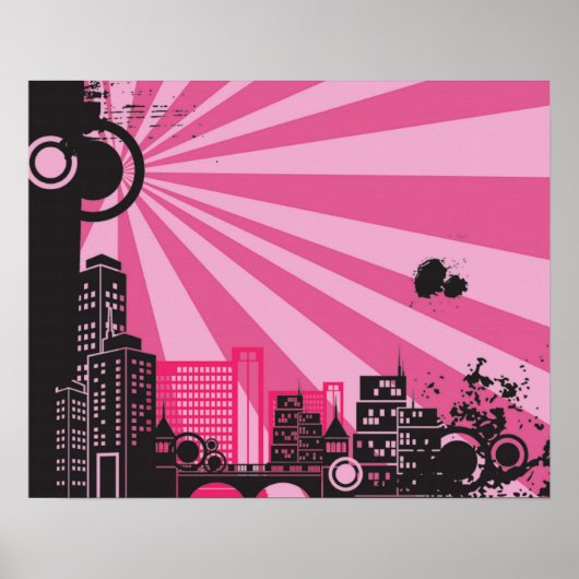 20x16 Abstracte roze stadsmuur Art Poster (Voorkant)