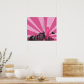 20x16 Abstracte roze stadsmuur Art Poster (Keuken)