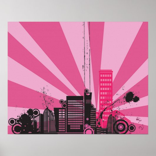20x16 Abstracte roze stadsmuur Art Poster (Voorkant)