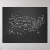 20x16 Chalkboard Classroom US Map Poster (Voorkant)