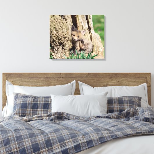 20x16 Fox Kit in de Hudson-vallei Canvas Afdruk (Insitu (Slaapkamer))