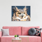 20x16 Great Horned Owl Portret Canvas Afdruk (Insitu (Woonkamer))