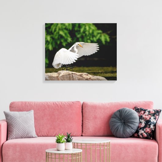 20x16 Grote Egret Canvas Afdruk (Insitu (Woonkamer))