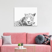 20x16-inch moderne zwarte en witte jaguar canvas afdruk (Insitu (Woonkamer))