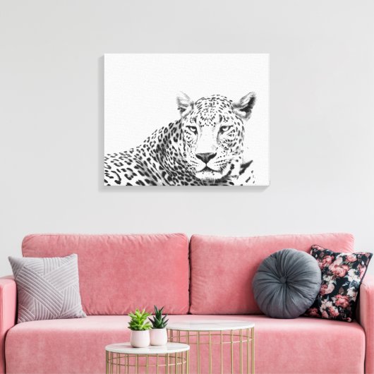20x16-inch moderne zwarte en witte jaguar canvas afdruk (Insitu (Woonkamer))