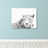 20x16-inch moderne zwarte en witte jaguar canvas afdruk (Insitu (Houten vloer))