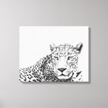 20x16-inch moderne zwarte en witte jaguar