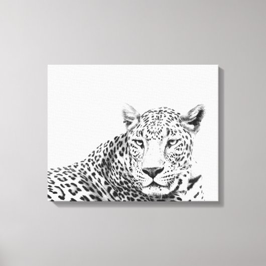 20x16-inch moderne zwarte en witte jaguar canvas afdruk (Voorkant)