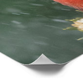 20x16 Kardinaal in een dennenboom tijdens een snee Poster (Hoek)