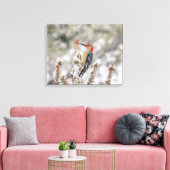 20x16 Red-bellied Woodpecker in de sneeuw Canvas Afdruk (Insitu (Woonkamer))