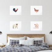 20x16 Schattigee Boerderijdieren Waterverf Dieren  Muurkunst Sets (Slaapkamer)