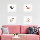 20x16 Schattigee Boerderijdieren Waterverf Dieren  Muurkunst Sets (Woonkamer)