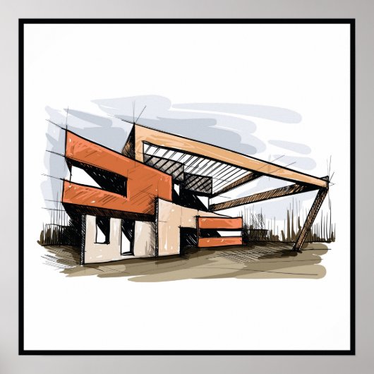 20x20 Abstract huis muurkunst Poster (Voorkant)