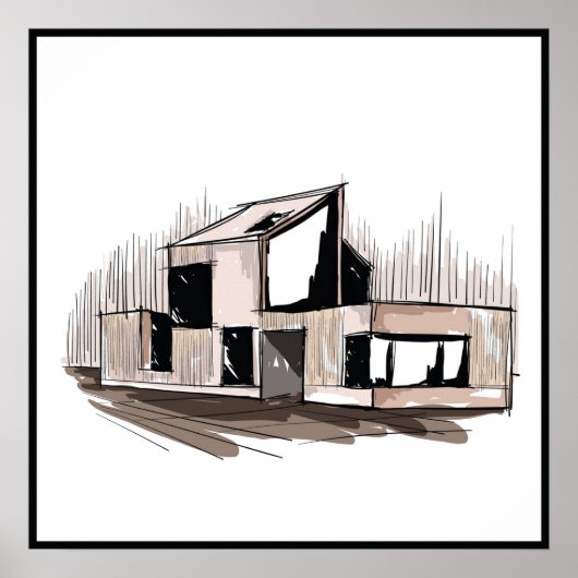 20x20 Abstract huis muurkunst Poster (Voorkant)