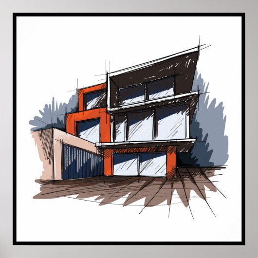 20x20 Abstract huis muurkunst Poster (Voorkant)