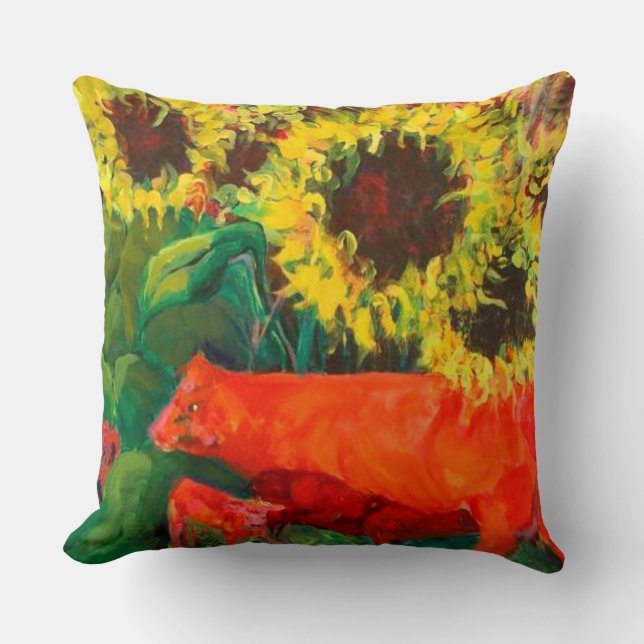 20X20 KATOENEN RODE KOEIEN KUSSEN (Voorkant)