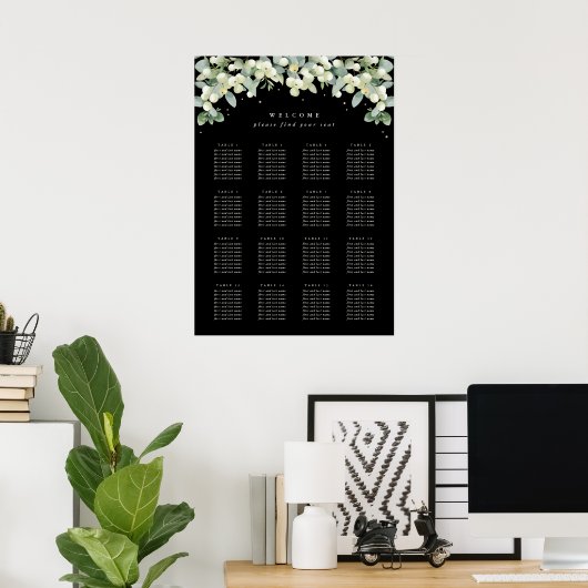 20x28" 16 Tafels van 8 Bruiloft Zitting Grafiek Po Poster (Thuiskantoor)