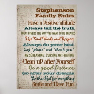20x28 Gepersonaliseerde Familie Regels Onderteken Poster