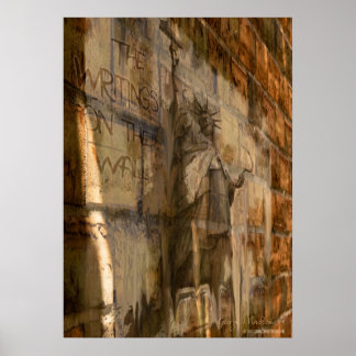 20x28 "Het schrijven is aan de muur" Politiek Post Poster