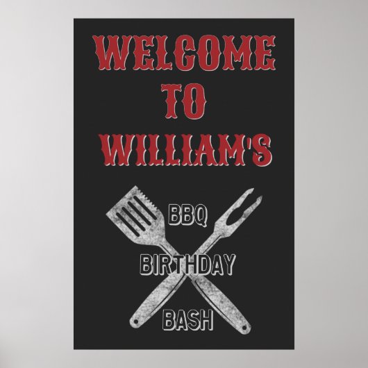 20x30 Backyard BBQ Birthday Party Welkomstteken Poster (Voorkant)