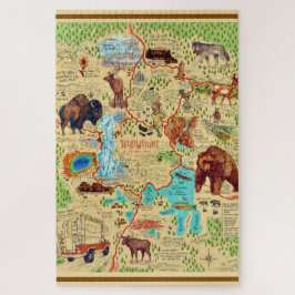 20x30 geïllustreerde kaart van Yellowstone Legpuzzel