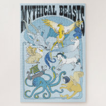20x30 Puzzel met mythische beesten voor kleurenbli