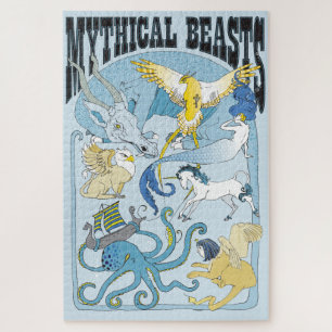 20x30 Puzzel met mythische beesten voor kleurenbli