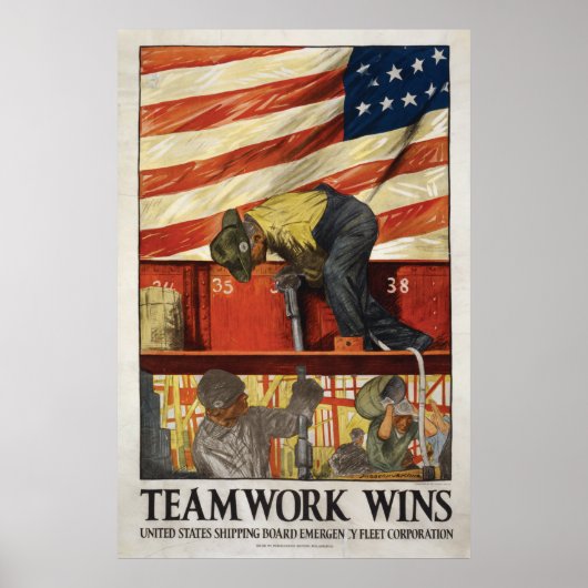 20x30 Teamwork Wins, WWI motivatie poster (Voorkant)