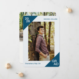 20XX Afstudeerder Aangepaste foto Eenvoudige blauw Aankondiging